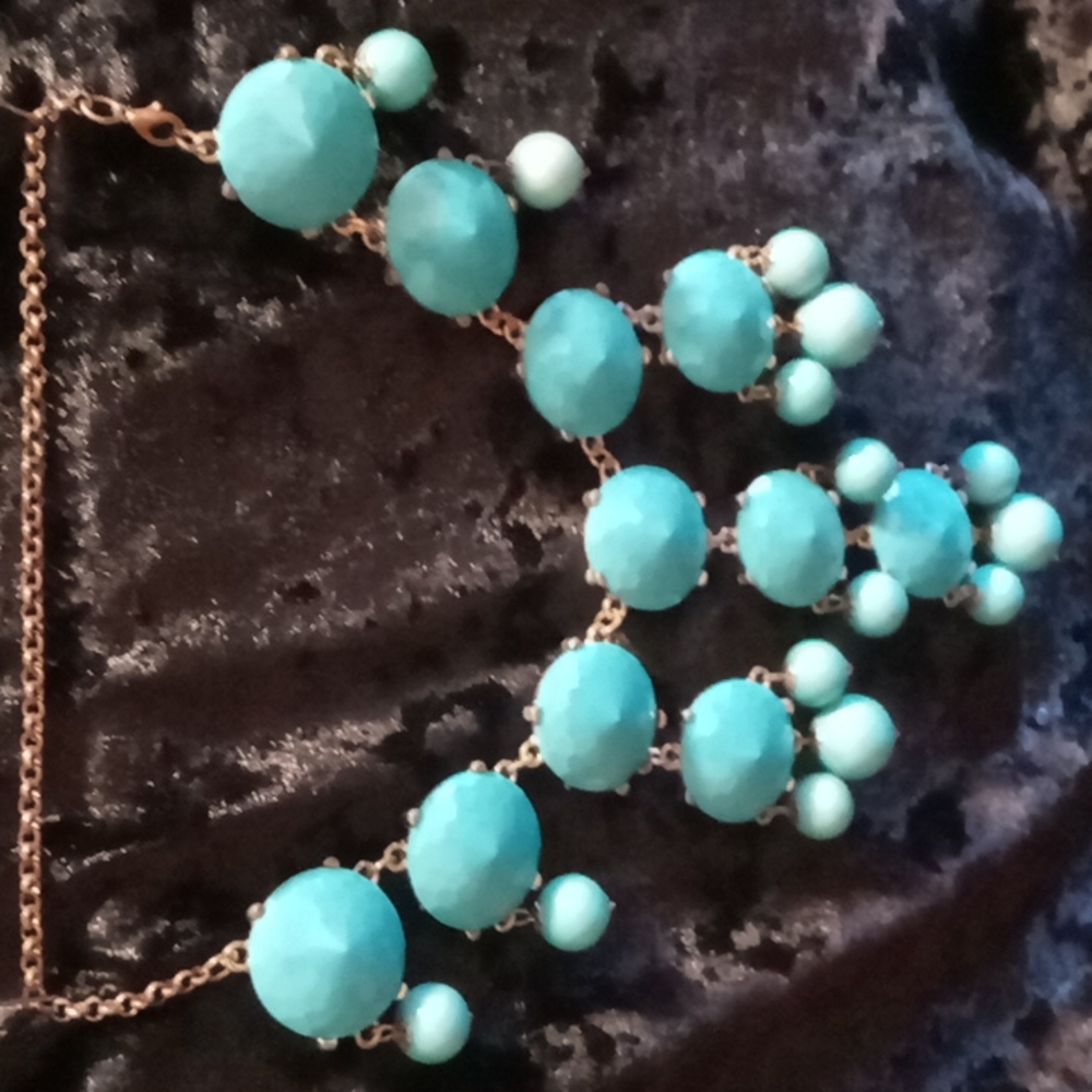 J.crew teal  Bib Necklace  chain at 16 inches long.